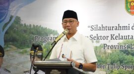 Gubernur Lampung, Rahmat Mirzani Djausal, ketika memberikan sambutan. Foto: Diskominfotik Lampung.