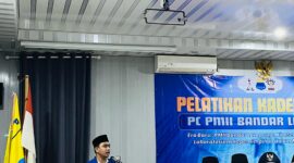 Ketua PMII Bandar Lampung, Dapid Novian Mastur, ketika menyampaikan sambutan. Foto: Luki