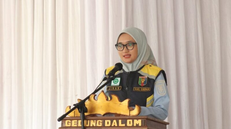 Jihan Nurlela ketika menyampaikan sambutan. Foto: Luki