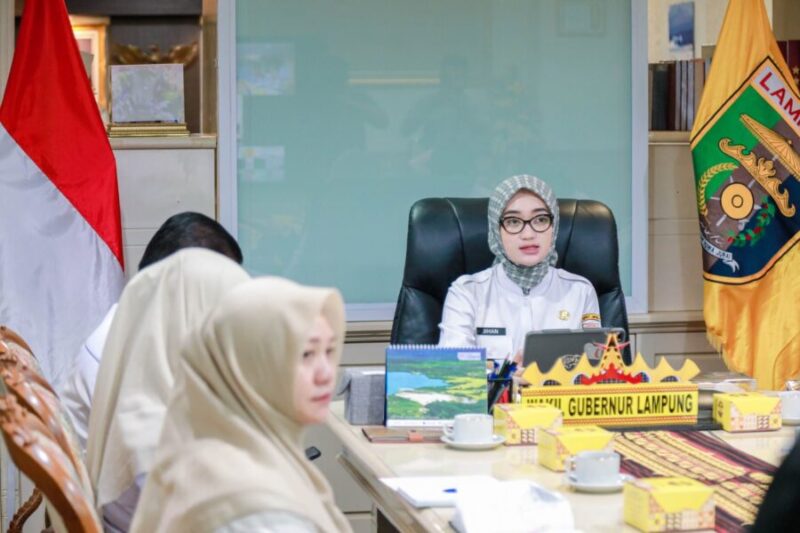 Jihan Nurlela ketika memimpin rapat. (Foto: Diskominfo Lampung).